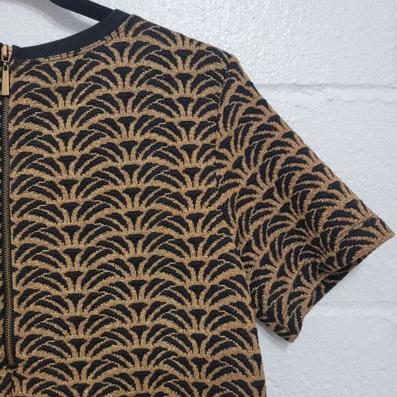 Metallic Quilted Short Sleeve Dress Medium Signature Collection 669 - Picture 7 of 11